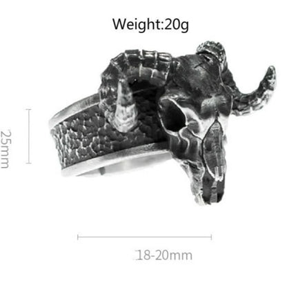 Thor Goat Tanngrisnir Adjustable Ring in 999 Sterling Silver