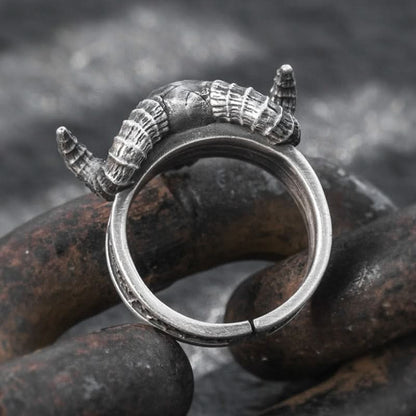 Thor Goat Tanngrisnir Adjustable Ring in 999 Sterling Silver