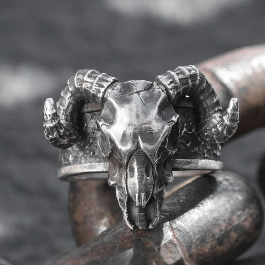 Thor Goat Tanngrisnir Adjustable Ring in 999 Sterling Silver