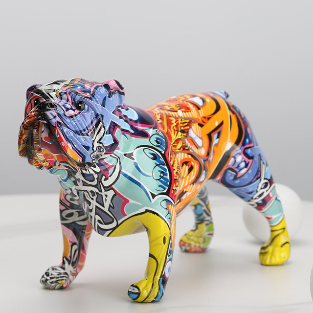 ArtZ® English Bulldog Graffiti Painted Statue Graffiti Dog Sculptures Graffiti