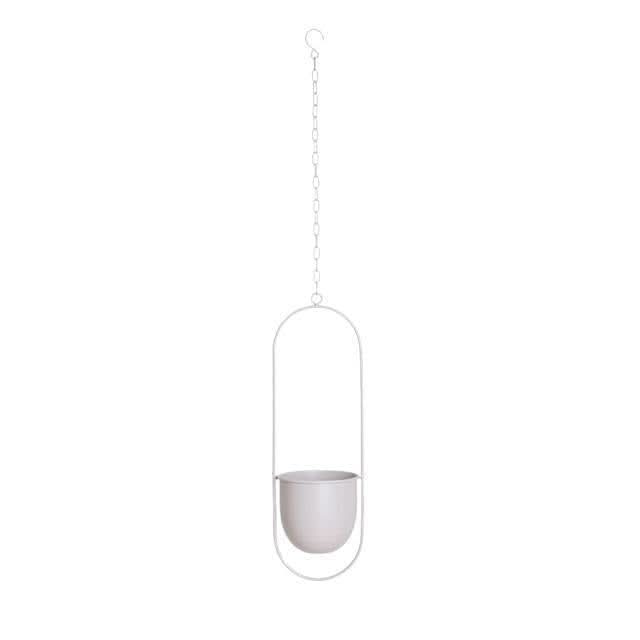 Halo Metal Hanging Planter White / Oblong | Lily & Eden