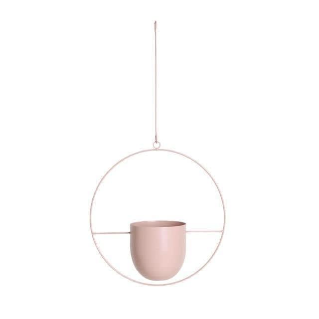 Halo Metal Hanging Planter LightPink / Round | Lily & Eden