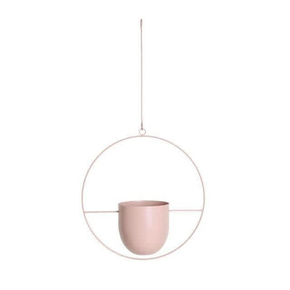 Halo Metal Hanging Planter LightPink / Round | Lily & Eden