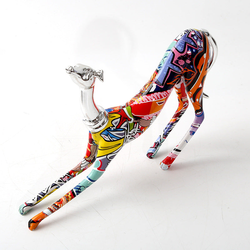 ArtZ® Greyhound Graffiti Painted Statue Graffiti Dog Sculptures
