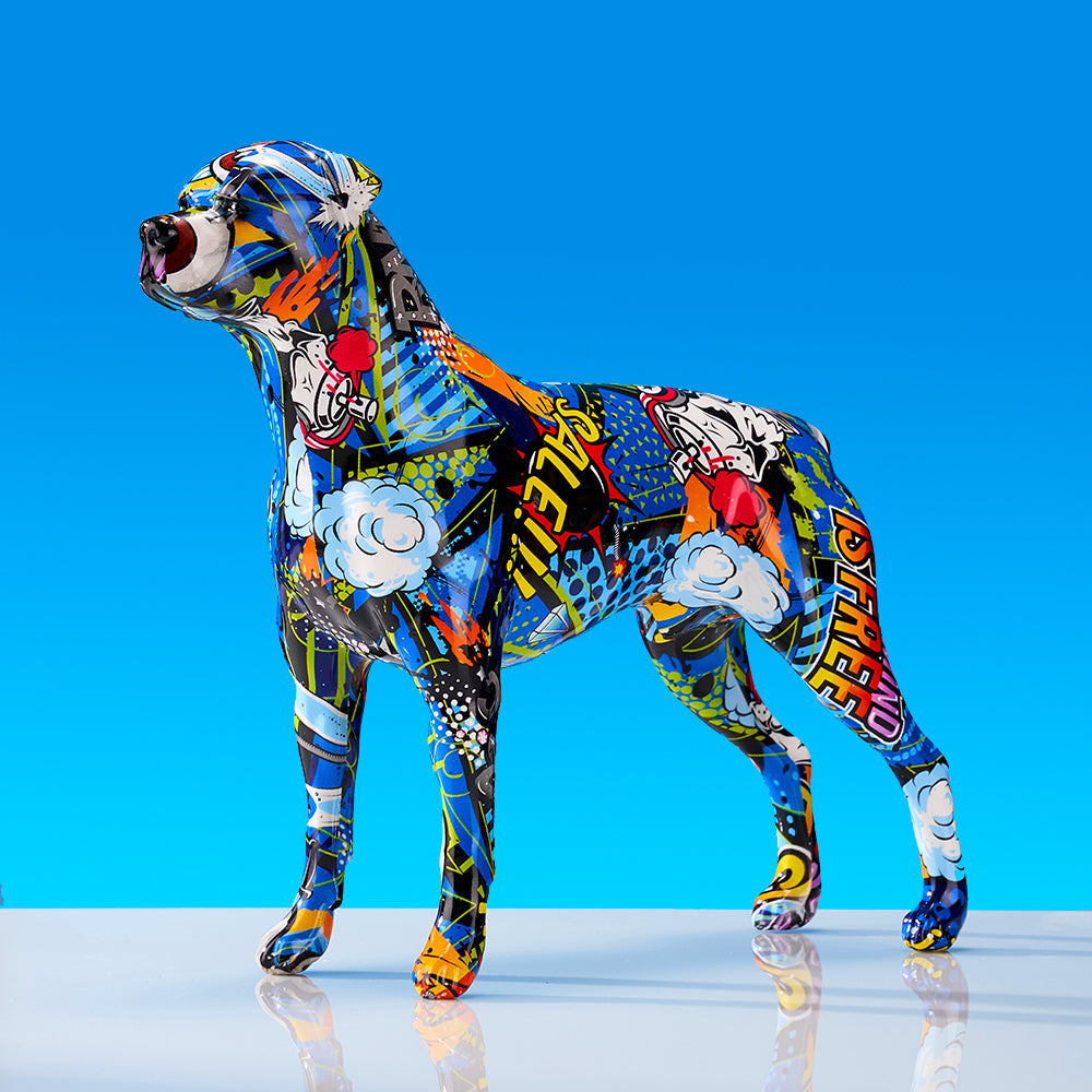 ArtZ® Rottweiler Graffiti Painted Statue Graffiti Dog Sculptures Nordic