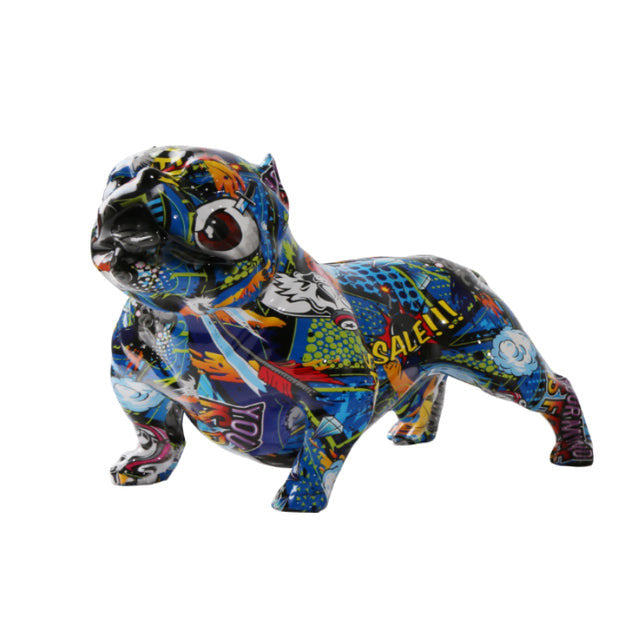 ArtZ® American Bully Graffiti Painted Statue Graffiti Dog Sculptures Nordic