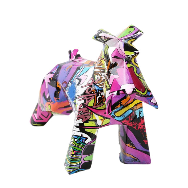 ArtZ® Schnauzer Graffiti Painted Statue Graffiti Dog Sculptures