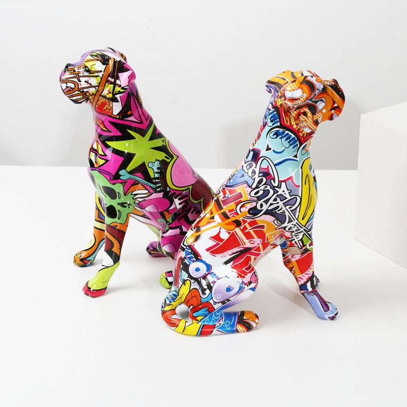 ArtZ® Boxer Nordic Painted Statue Graffiti Dog Sculptures