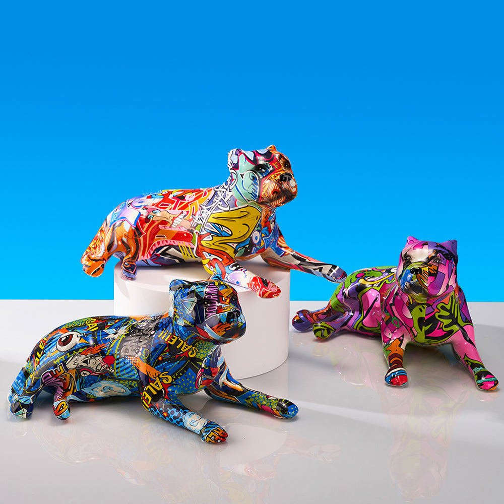 ArtZ® Pit Bull Graffiti Painted Statue Graffiti Dog Sculptures