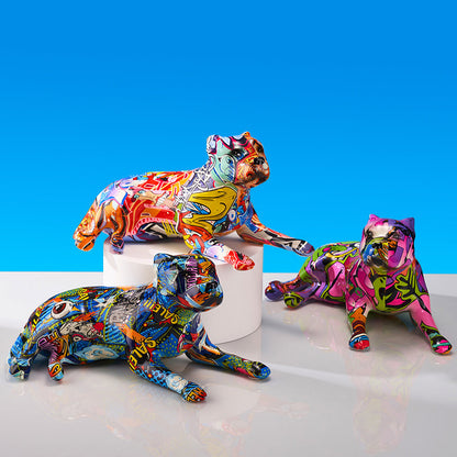 ArtZ® Pit Bull Graffiti Painted Statue Graffiti Dog Sculptures