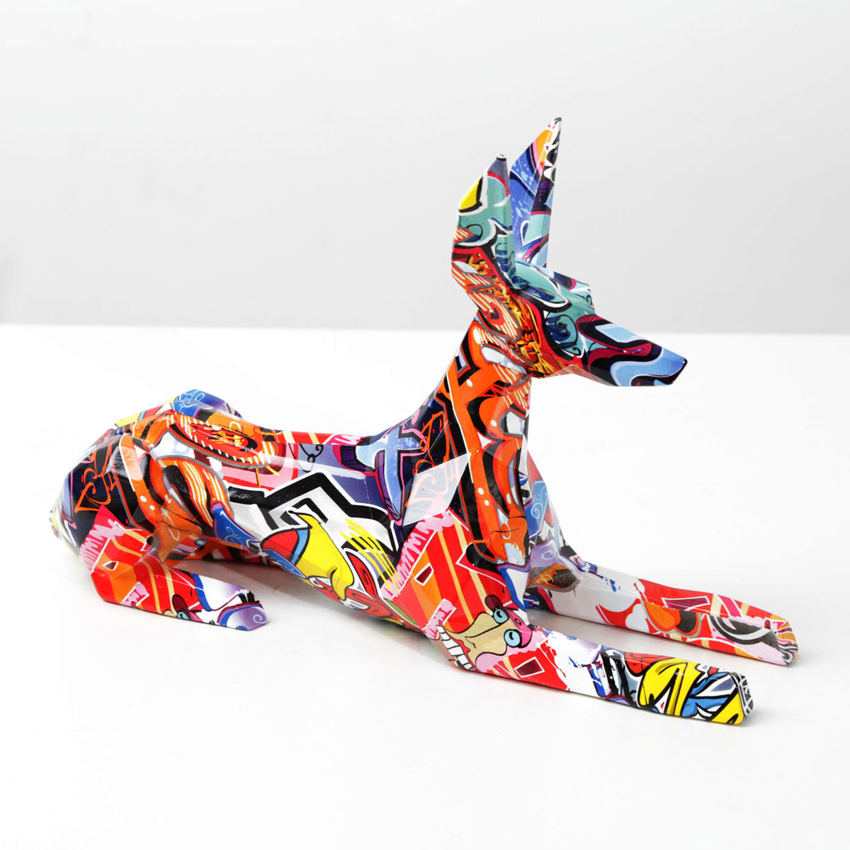ArtZ® Doberman Pinscher Graffiti Painted Statue Graffiti Dog Sculptures