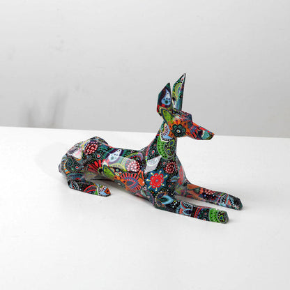 ArtZ® Doberman Pinscher Graffiti Painted Statue Graffiti Dog Sculptures RF