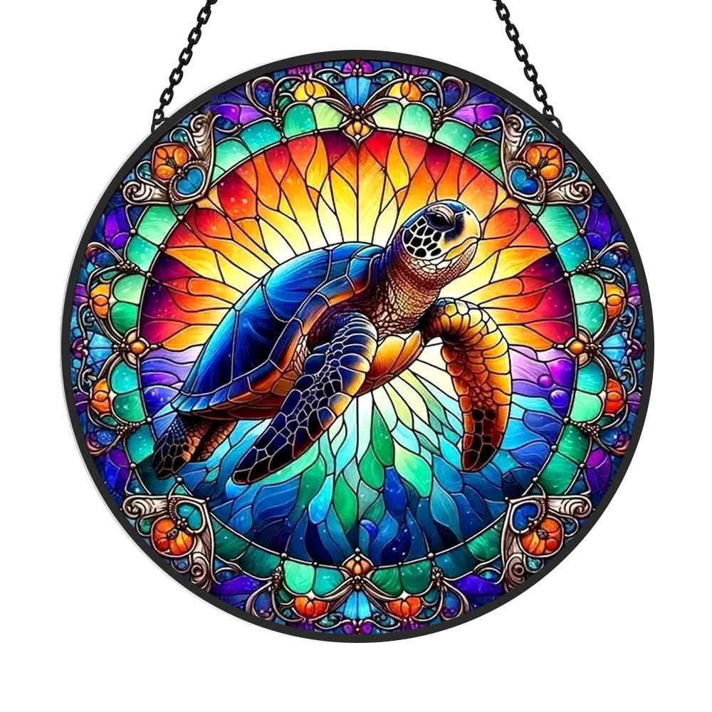 Sea Turtle Sun Catcher Decoration Stained Glass Window Hanging