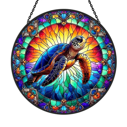 Sea Turtle Sun Catcher Decoration Stained Glass Window Hanging