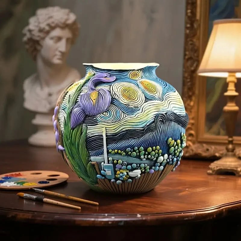 Van Gogh Style Decorative Flower Vase