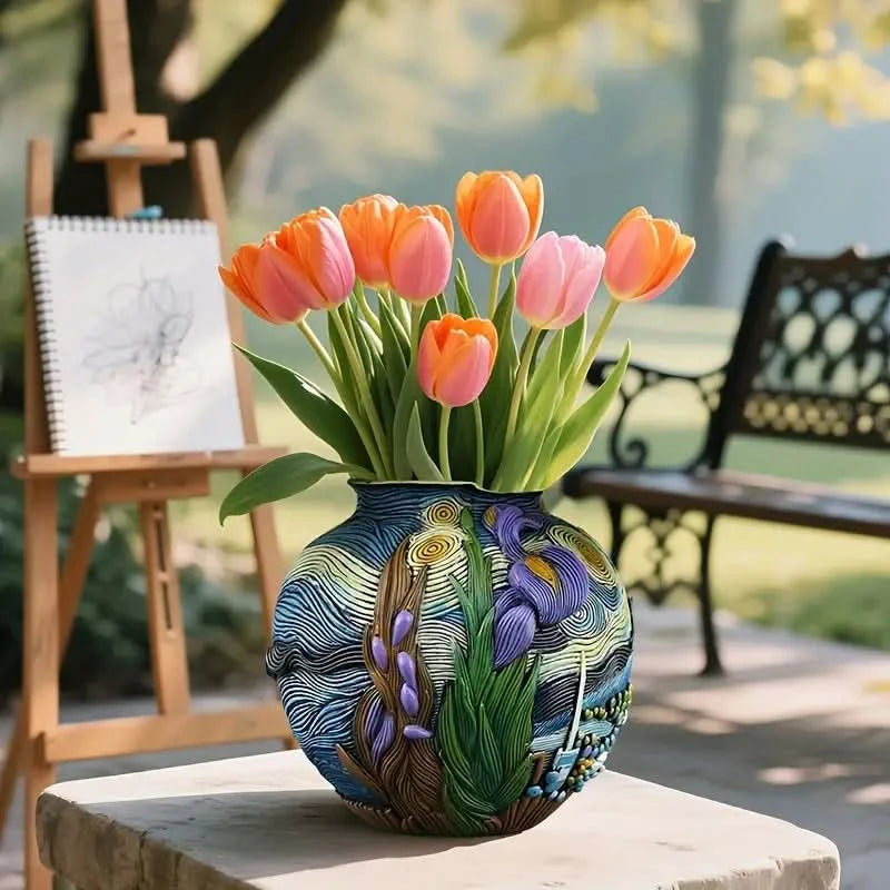 Van Gogh Style Decorative Flower Vase