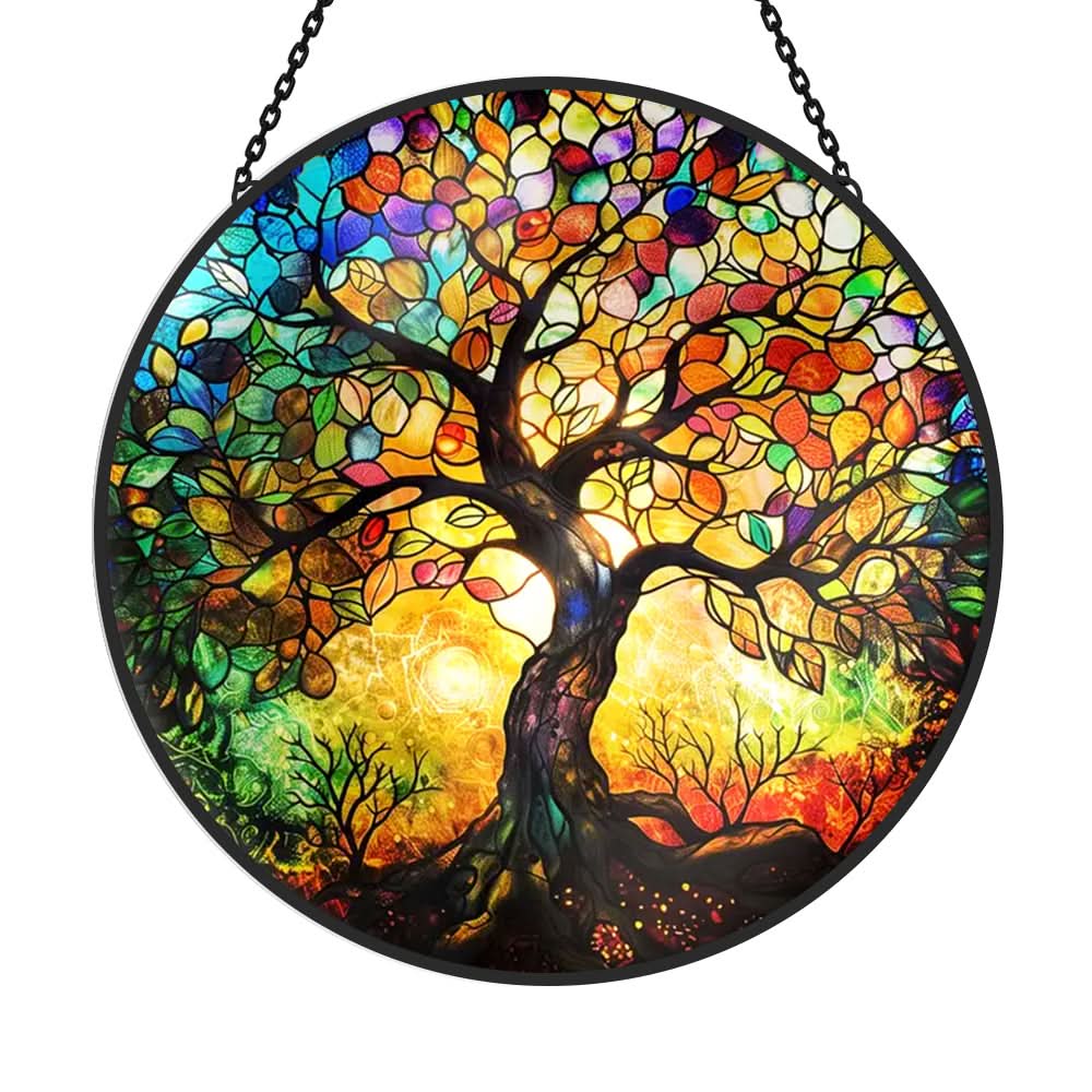 Tree of Life Sun Catcher Decoration Stained Glass Window Hanging