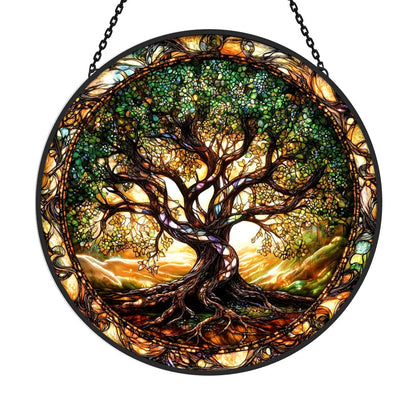 Tree of Life Sun Catcher Decoration Stained Glass Window Hanging