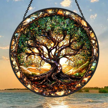 Tree of Life Sun Catcher Decoration Stained Glass Window Hanging
