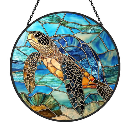 Turtle Sun Catcher Decoration Stained Glass Window Hanging